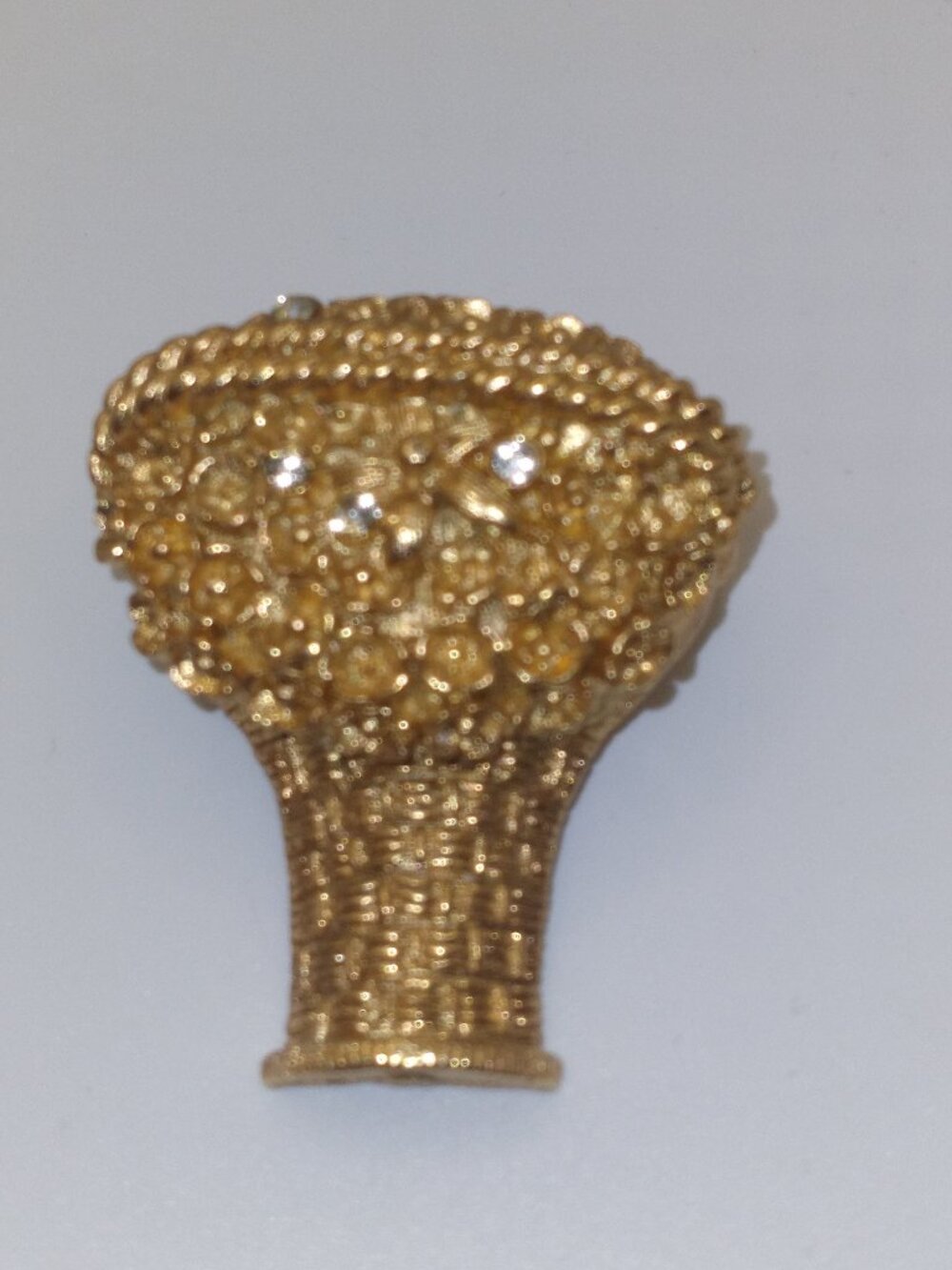 Vintage AVON Solid Perfume Brooch Flower Basket Bouquet